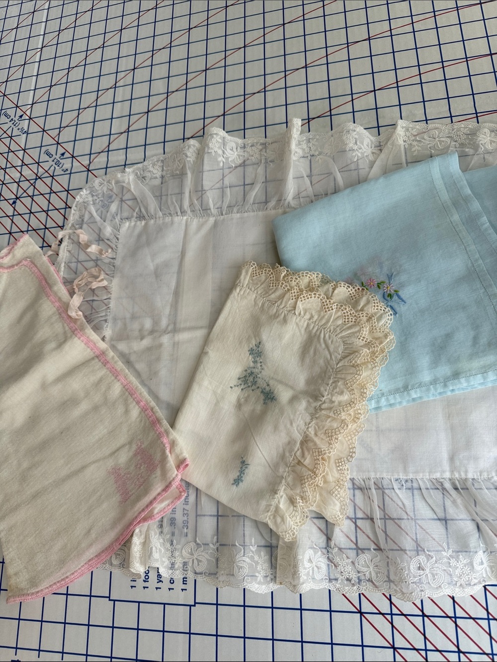Vintage Baby Linens Heirloom Sewing Lot Embroidered Pillowcases
